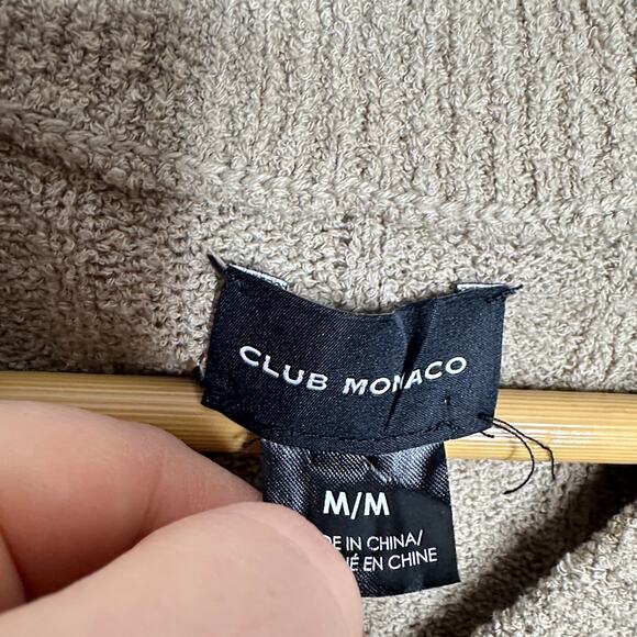 CLUB MONACO Ribbed Cotton Nylon Blend Boucle Sweater Vest Taupe Sz M $120 {LL2} - Picture 6 of 7